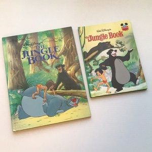 The Jungle Book vintage kids books pair Big Golden Book & Disney's Wonderful